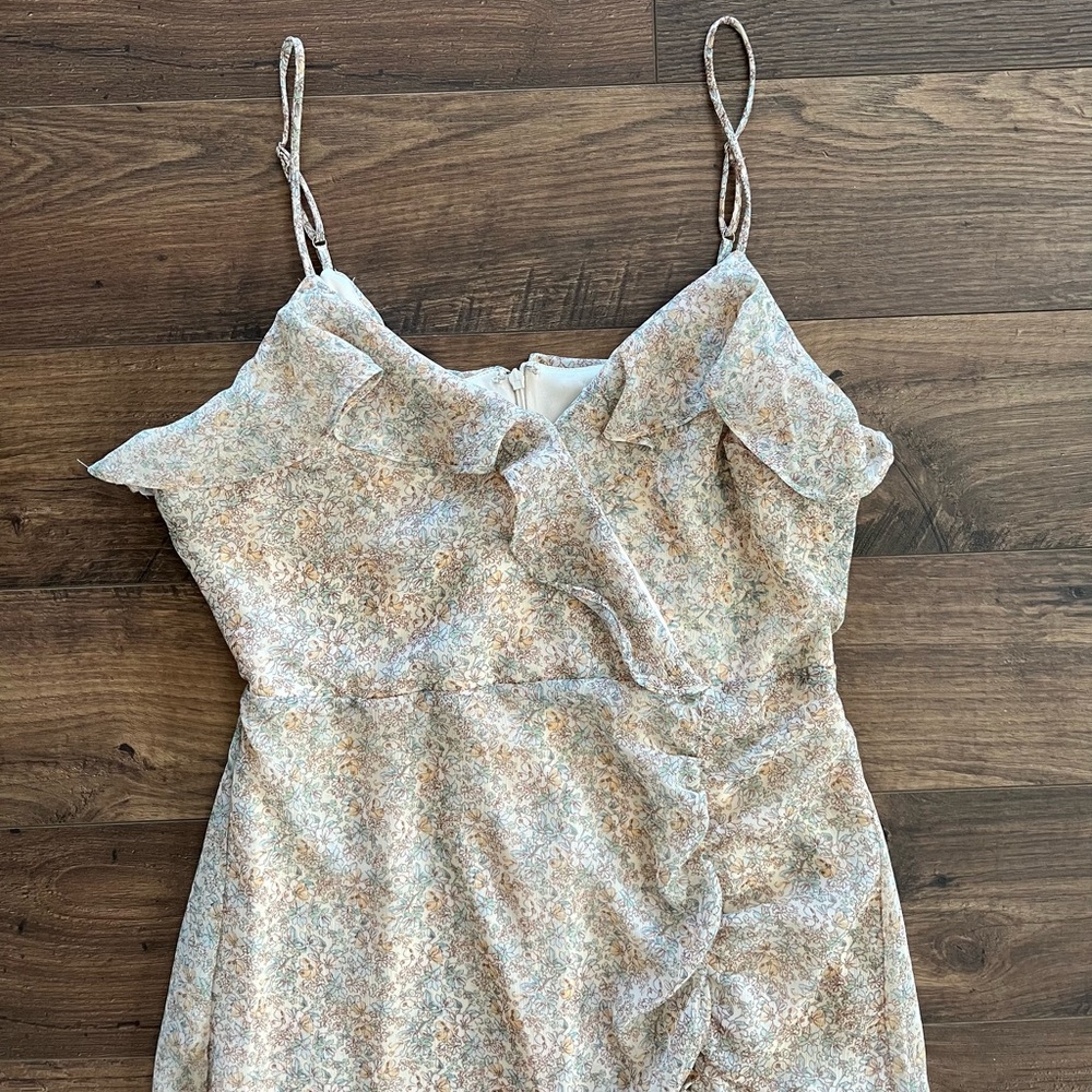 Lush Ivory Floral Mini Dress - Picture 2 of 9